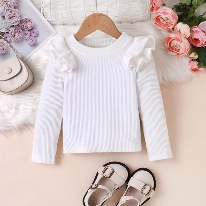 Fernvia Toddler Baby Girl Fall Winter Skirt Set Turtleneck Ribbed Long Sleeve T-Shirt Top & Plaid Skirts Dress 2Pcs Outfits