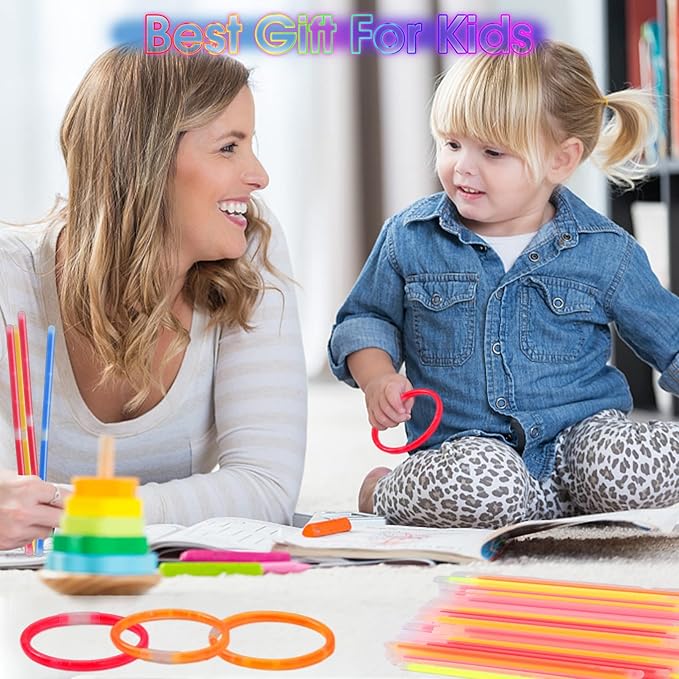 50Pcs Glow Sticks,Glow In The Dark Sticks,8" Glowsticks Light Up Sticks Party Favors for Kids Adults, Glow Sticks Bulk with Connectors for Necklaces Bracelets Party Supplies