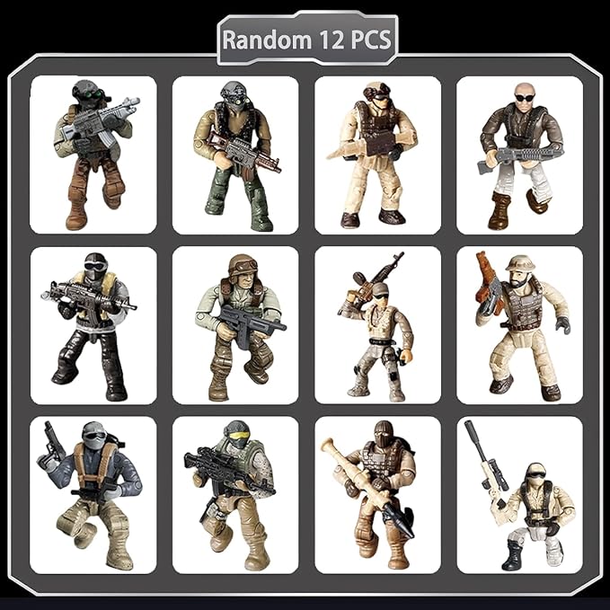 24 PCS Thunder Special Forces Building Block Action Mini-Figures Blind Bags with Multiple Weapons Accessories Equipment Assembly Building Toys Party Favors for Boys