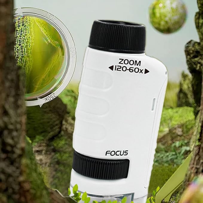 2PC Mini Microscope for Kids,Little Marvin Microscope,Little Scientist Microscope Mini Microscope for Kids,Portable Handheld Education Science Experiment Set Toys(White+Blue)