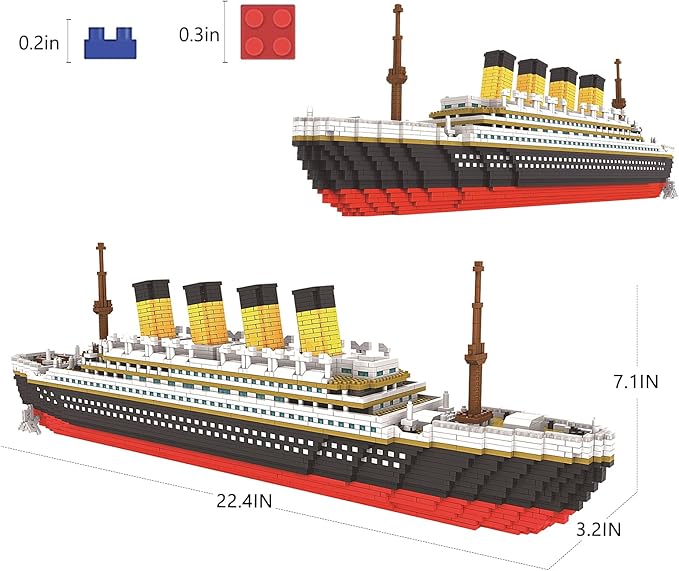 3800+ PCS Micro Blocks Titanic Model Building Set, Mini Building Bricks Titanic Toy Ship Block, 3D Puzzle Sets DIY Educational Toys Gift for Adults and Kids Age 8+
