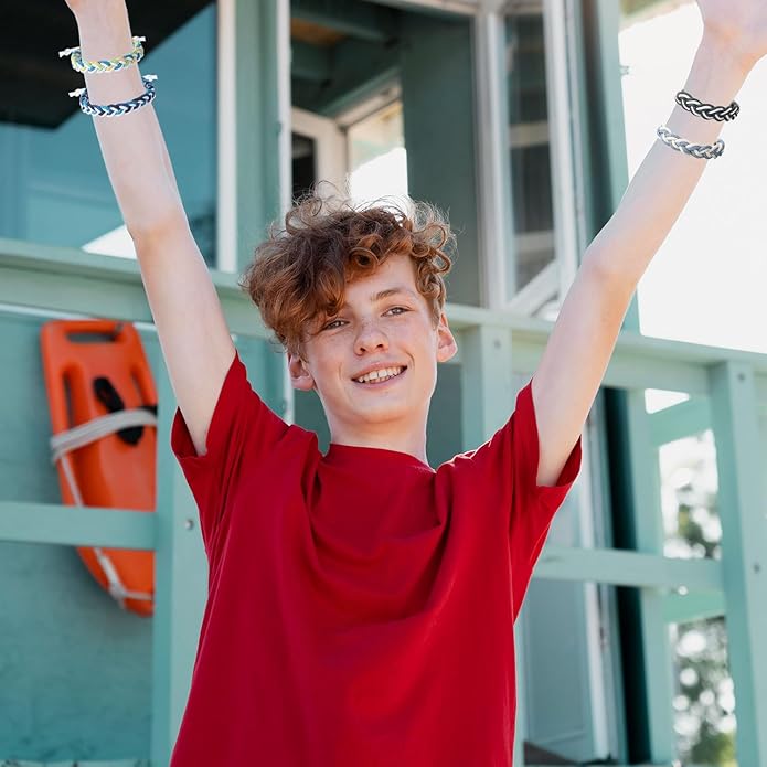 16 Set Friendship Bracelet Party Favors Braided Friendship Bracelets with Cards Adjustable Woven Friendship Bracelets Handmade Braided Bracelet for Teens Adults Camping Party Favors