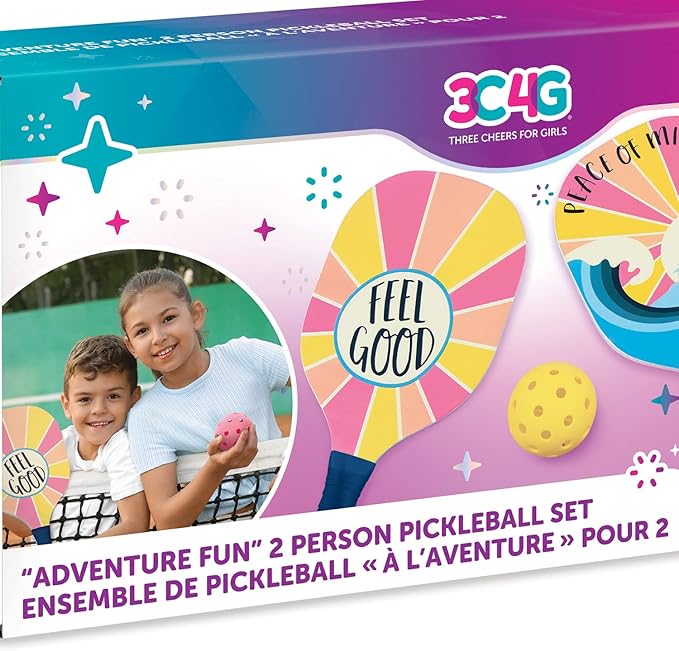3C4G: Adventure Fun: 2 Person Pickleball Set - Play Pickleball Anywhere Your Heart Desires, Drawstring Dag Included, Make It Real, Three Cheers For Girls, Tween & Girls, Kids Ages 8+