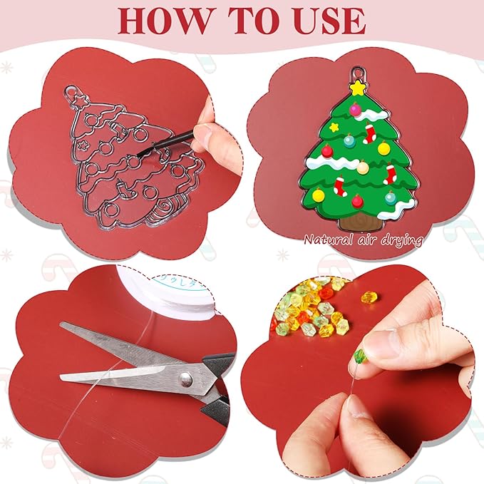 30 Set Christmas Craft Kit Suncatchers Kit Christmas Tree Santa Gingerbread DIY Suncatchers Craft Kit Make Your Own Suncatcher Paint Sun Catcher Ornaments for Xmas Art Craft Painting Activity