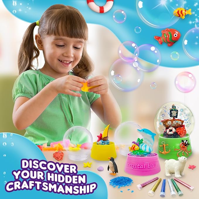 Make Your Own Water Globe - Snow Water Stem Projects DIY Activities Glitters Supplies Perfect Arts & Crafts Clay for Girls Boys Kids Ages 4-6 4-8 6-8 8-12+ Years Old Christmas Holiday Games