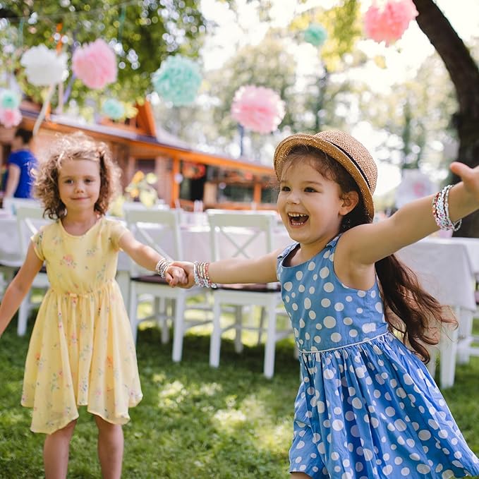 48 Pcs Valentine's Day Kids Friendship Bracelet Set Adjustable Beads Bracelets Cute Friendship Princess Pretend Play Bracelet Stretch Bracelet Preppy Bracelets Set for Girls Women(Exquisite)