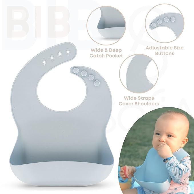 All In One Silicone Baby Feeding Set By SofiAl - Safe for 6-12 Months - Non-Toxic Baby Led Weaning Supplies - Toddler Self Feeding Utensils - BPA-Free - Mess Free Baby Feeding Essentials