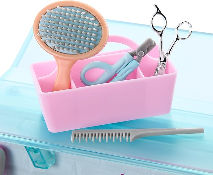 American Girl Truly Me 18-inch Doll Pet Spa & Daycare Set with Bulldog and Pretend Hair Dryer, for Ages 6+