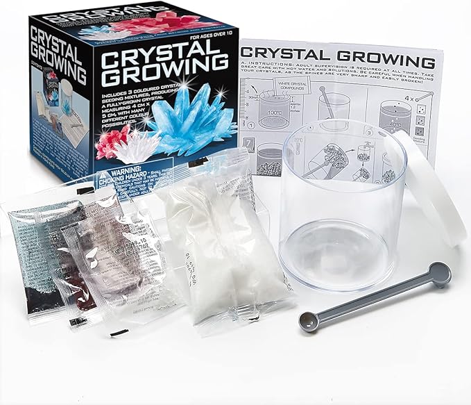 4M Crystal Growing Science Kit - 3 Colored Crystals - Easy DIY STEM Toys Lab Experiment Specimens, A Great Educational Gift for Kids & Teens, Boys & Girls Ages 10+