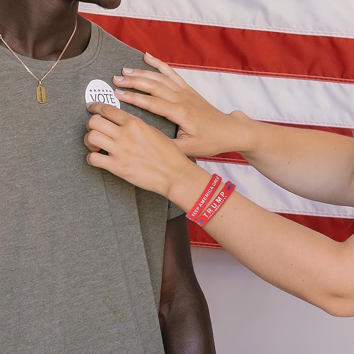 4pcs Trump Bracelets, Silicone Trump 2024 Bracelet Take America Back Bracelet Keep America Great Wristband Donald Trump Rubber Bracelets for Men Women Rally Supplies (Red, Blue)