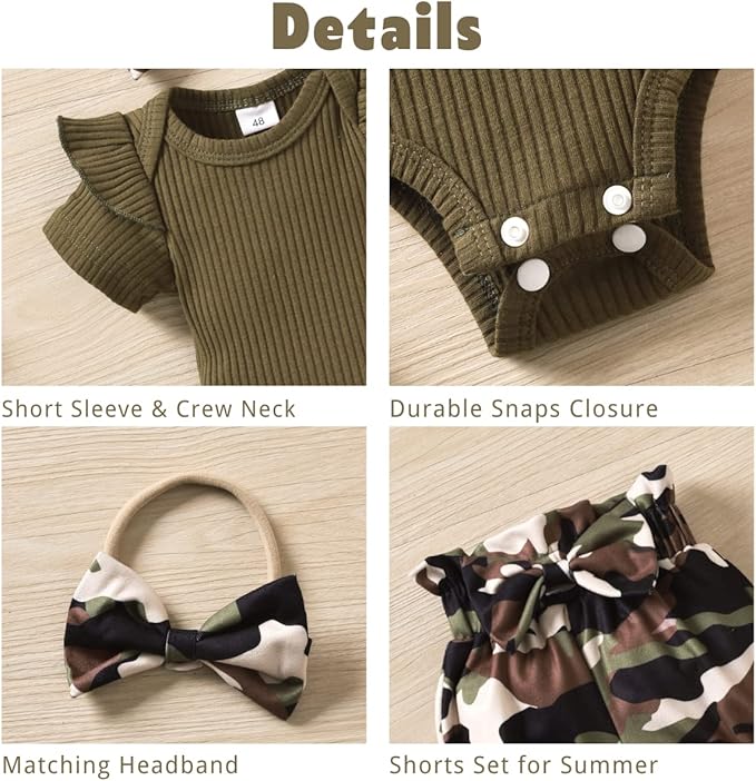 Aalizzwell Baby Girls Ribbed Bodysuit Bloomer Shorts Outfits Summer Clothes