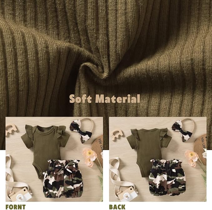 Aalizzwell Baby Girls Ribbed Bodysuit Bloomer Shorts Outfits Summer Clothes