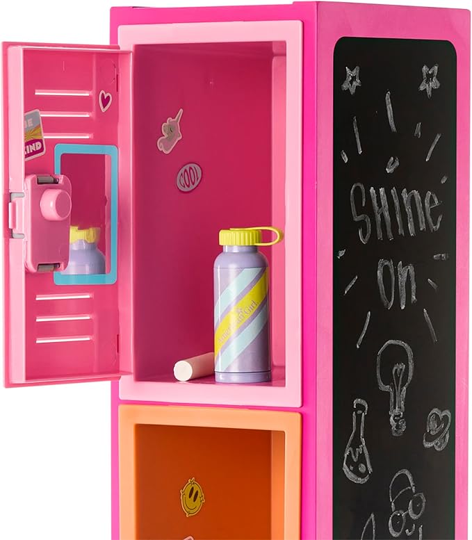 American Girl Truly Me 18-inch Doll Colorful Cubbies Locker Playset with Fold-out Hook and Real Chalkboard, For Ages 6+