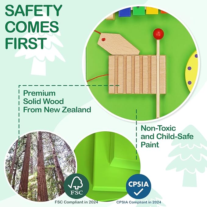 Monläurd® Crocodile Montessori Busy Board,Sensory Board,Educational Toys,Activity Cube,Wall Toys,Daycare Furniture,Playroom Furniture,Interactive Toys,Wooden Toys,Learning Toys,Boys and Girls 6 M+