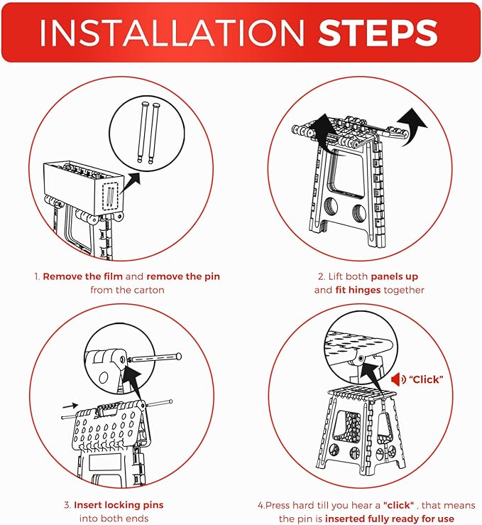 ACKO Folding Step Stool Foldable 16 Inch Stool 400 lbs Capacity,Plastic Stools for Adults and Kids,Collapsible Stool for Kitchen, Stepping Stool with Handle(Royal Blue)