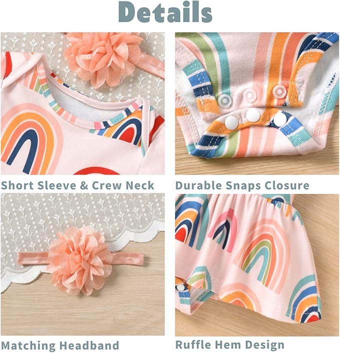 Aalizzwell Newborn Infant Baby Girls Bodysuit Dress