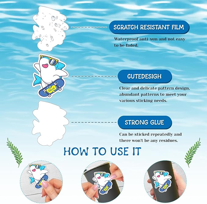 74 PCS Shark Party Favors 24 Shark Slap Bracelets, 50 Shark Stickers Shark Birthday Party Decorations, Supplies, and Gifts for Kids, Classroom Rewards