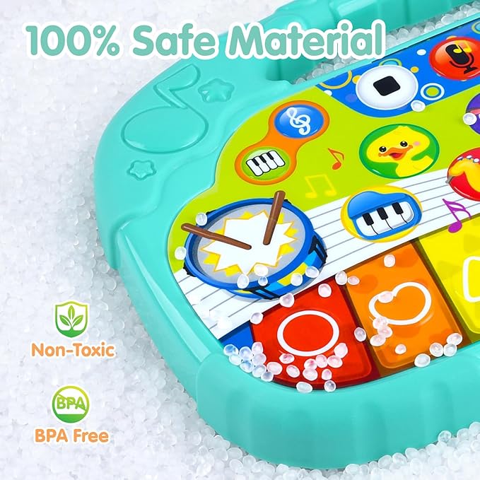 PLAY Baby Musical Toys - Toddler Piano Toy Keyboard Baby Piano & Drum Toys Infant Piano with Animals Sound Early Learning Educational Interactive Musical Gift Toy for 1 Year Old Boys Girls