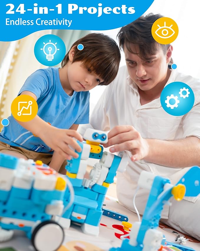 WhalesBot B3 Pro 24-in-1 STEM Card & Pen Coding Robot Kit for Kids, 99-Piece Educational Building Set with Interactive Storytelling, Ideal Toy Gift for Boys & Girls Ages 4-6