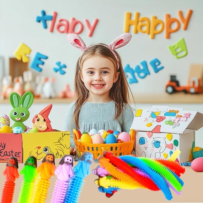 24 Pack Jesus Stretchy Strings Sensory Fidget Toys Pack Great for Kids Girls Boys Easter Basket Stuffers(Jesus)