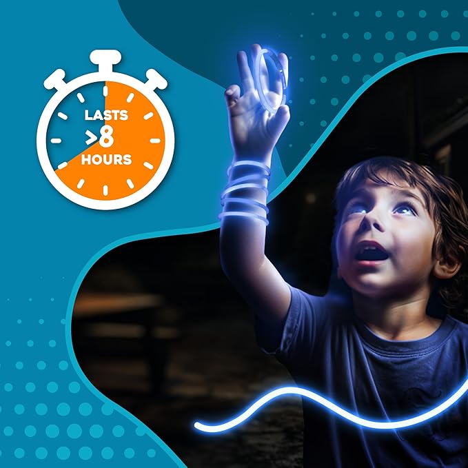 8" Glow Stick Bracelets - Bulk 50 Pack for Mardi Gras, St. Patrick's Day, and Nighttime Celebrations - Blue