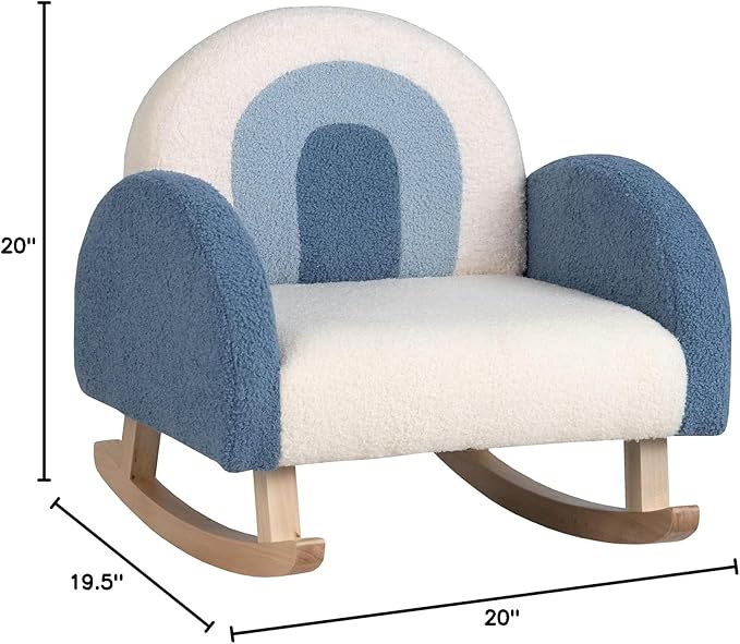 Costzon Kids Blue Rocking Chair with Solid Wood Frames, Plush Fabric, Anti-Tip Design for Kids Room, Nursery, Playroom, Preschool, Birthday Gift for Boys Girls, Toddler Furniture Armchair