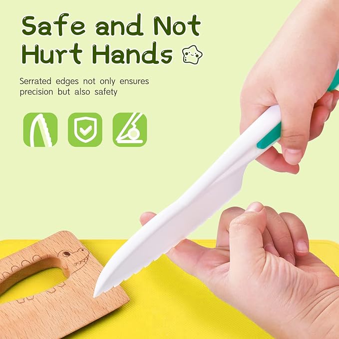 17 Pieces Kids Safe Knife Set for Real Cooking Child-Friendly Plastic Chef Tools Montessori Kitchen Toys for Toddlers with Bright Colors Gifts for Boys and Girls