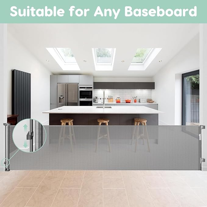 155 Inch Extra Wide Baby Gate Retractable Baby Gates Extra Wide Baby Gates for Large Openings Extra Long Baby Gate Indoor Extra Large Baby Gate Mesh Dog Gates for Doorways Pet Gate Outdoor Safety Gate