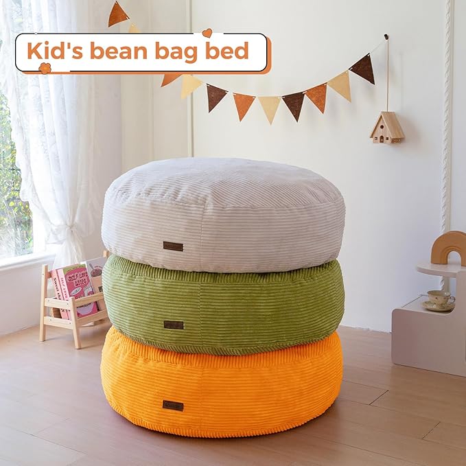 MAXYOYO 3 in 1 Kids Bean Bag Chair Bed, Convertible Chair Folds from Bean Bag to Lounger, Child Floor Sofa for Gaming, Reading, Floor Mattress with High-Density Foam Filling