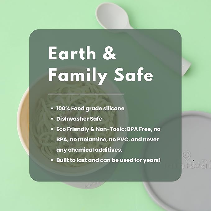 Miniware Silicone Baby Spoon for Training - BPA Free Baby Utensils - Baby Spoons Self Feeding 6 Months | 100% Food Grade Silicone - Modern & Dishwasher Safe Toddler Spoons (Grey and Peach, 2 Pack)