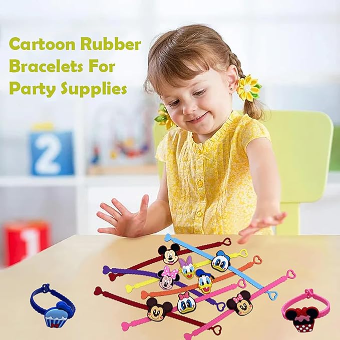 15Pack Rubber Bracelets Wristband Bracelets for Birthday Party Supplies Favors Prize Rewards (15)