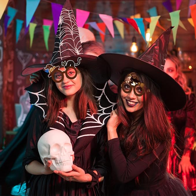 32 Pcs Halloween Wizard Party Decorations Paper Eyeglasses Wizard School Party Decoration Wizard Party Photo Prop Wizard Glasses Frame Costume Supplies for Halloween Birthday Party Favors