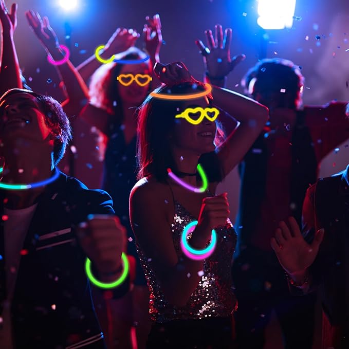 40 Pack Glow Heart Glasses Party Favors Bulk with 160 Glow Sticks & Connectors (for 40 Neon Glasses, 80 Bracelets or 26 Necklaces), Valentines Glow in the Dark Decorations for Mardi Gras Wedding Dance