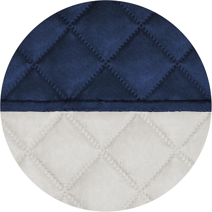 PureFit Reversible Quilted Sofa Cover, Water Resistant Slipcover Furniture Protector, Washable Couch Cover with Non Slip and Elastic Straps for Kids, Dogs, Pets (Oversized Loveseat, Navy/Ivory)