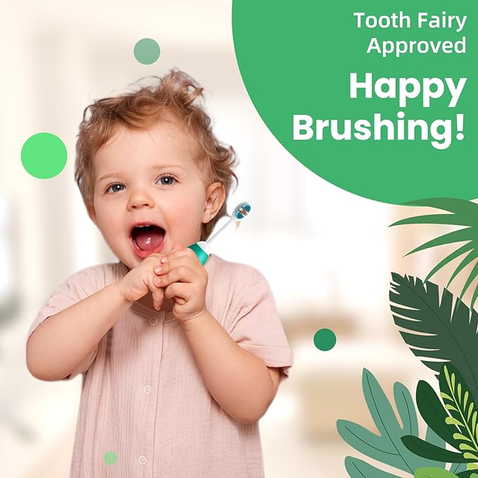 Kids Manual Toothbrush, Extra Soft Bristle Toddler Toothbrush with 10000 Bristles, Kids Travel Toothbrush Designed for Delicate Teeth & Gums for Children 2-7 Years (Green)