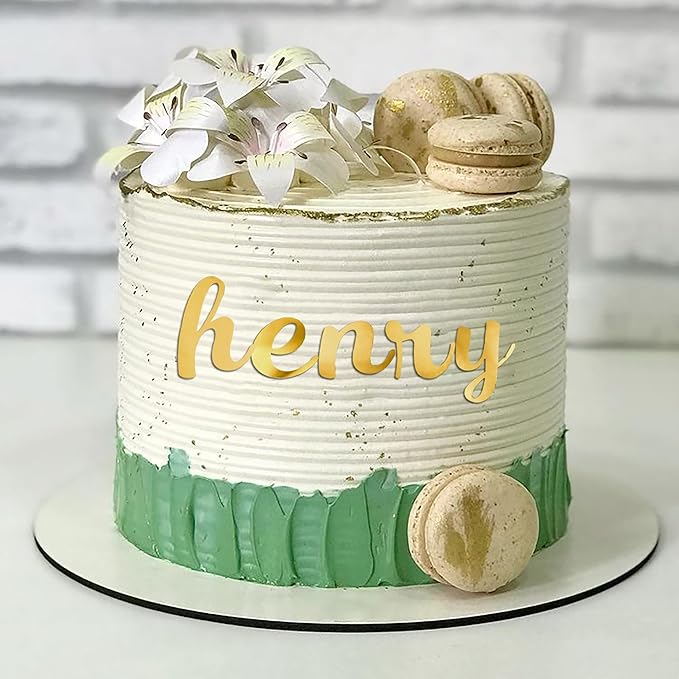 Acrylic Alphabet Cake Topper DIY Personalized Name Cupcake Toppers with A-Z Letter Mirrored Gold Picks for Custom Wedding Cake Decorations Baby Shower Happy Birthday Party Supplies (Lowercase)