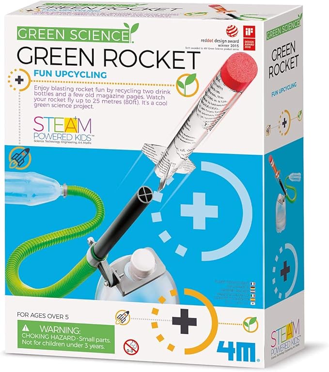 4M Green Science Rocket Kit - STEM Toys DIY Physics Science Experiment Launch Educational Gift, Brown/a (4630)