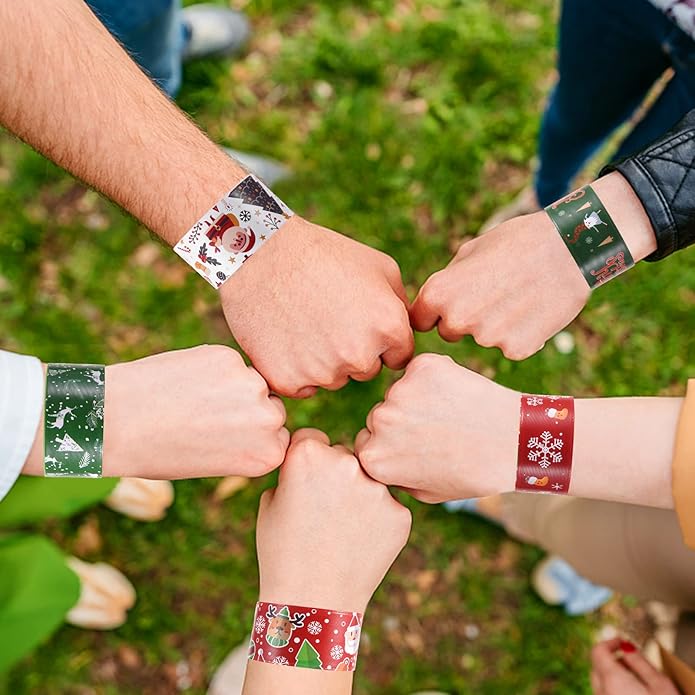 48PCS Christmas Slap Bracelets, Xmas Slap for Christmas Party Favor Decoration