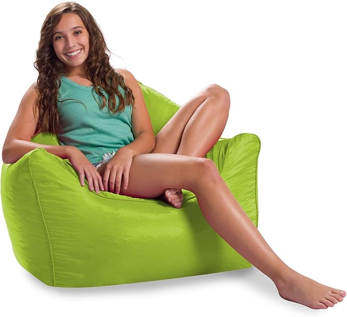 Posh Creations Structured Comfy Seat for Playrooms and Bedrooms, Large Bean Bag Chair, Malibu Lounge, Lime