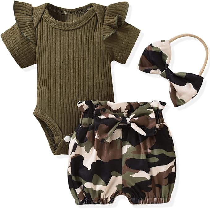 Aalizzwell Baby Girls Ribbed Bodysuit Bloomer Shorts Outfits Summer Clothes