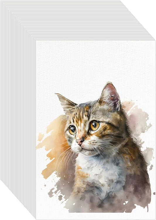 50PCS 9x6 Watercolor Paper Bulk, 140lb/300g Cold Press Thick Water Color Paper Pad for Kid Child Adult, White Art Paper for Drawing Painting Markers Gouache, Textured Cotton Paper Sheets