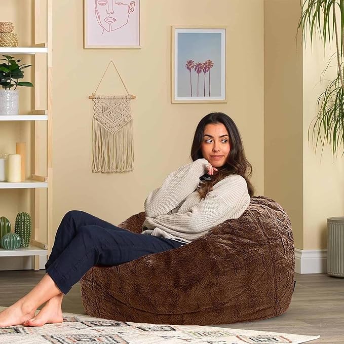 Bean Bag Chairs for Kids Comfy Fluffy Big Joe Bean Bag Chair Cover Without Filler Round Sofa Chairs for Bedroom Living Room Decor, 5FT, Orange