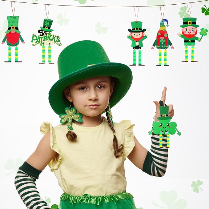 24 Sets Easter Sign Craft Kits Easter Day Crafts with Beads Bunny Egg Chicks Easter Baskets Wood Ornament Easter DIY Craft Art Kit for Holiday Party Favors Activities Decor