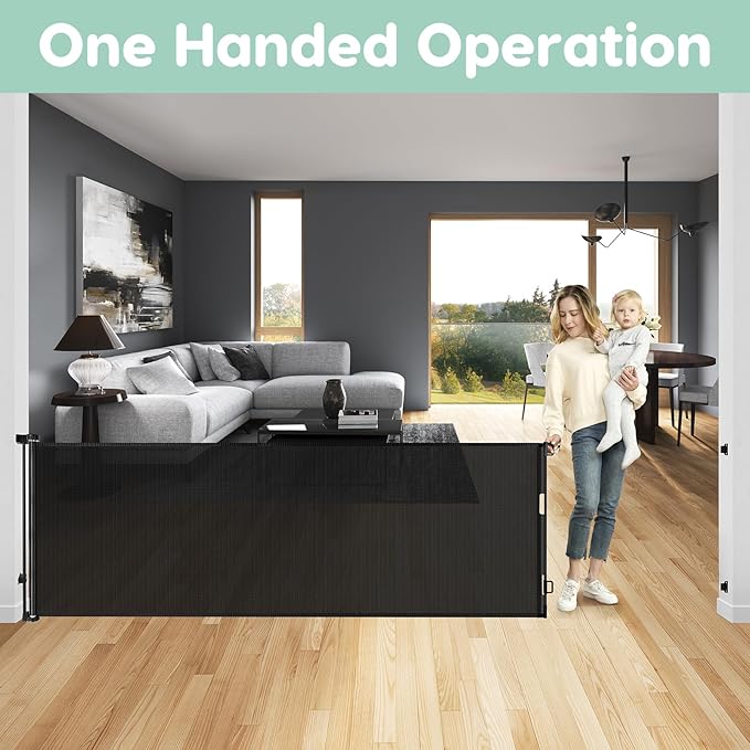 175 Inch Retractable Dog Gate Extra Wide Baby Gate Retractable Baby Gates Extra Wide Pet Gates for Dogs Extra Long Baby Gate Extra Large Dog Gates for The House Extra Wide Dog Gates for Large Openings