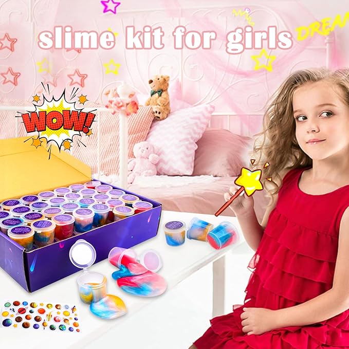 70 Pack Galaxy Slime, Super Mini Slime Kit, Funny Clear Slimes for Girls and Boys Slime, Party Favors Birthday Gifts, Classroom Prizes, Valentines, Easter and Christmas Slime Stress Relief Toys