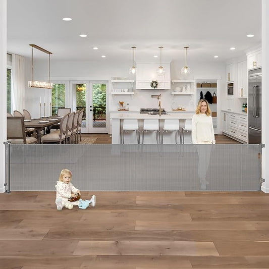 155 Inch Extra Wide Baby Gate Retractable Baby Gates Extra Wide Baby Gates for Large Openings Extra Long Baby Gate Indoor Extra Large Baby Gate Mesh Dog Gates for Doorways Pet Gate Outdoor Safety Gate