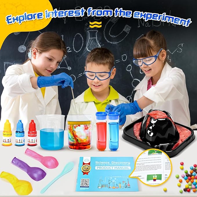 Science Kits for Kids 68 Lab Science Experiments Educational Scientific Toys, STEM Activities Educational Scientist Toys Gifts for Boys Girls Chemistry Set Volcano Eruption Activities Science Project