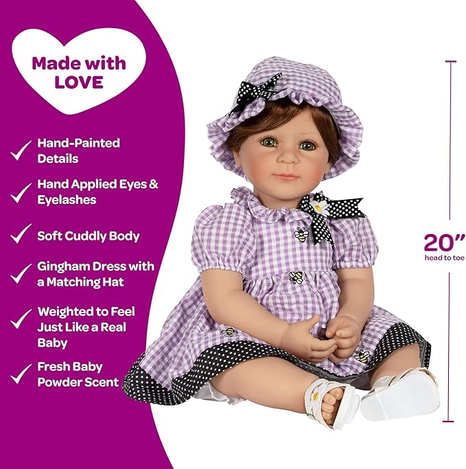 Adora Toddler Time Babies, 20" Premium Doll with Hand Painted Eyelashes and Face, Fresh Baby Powder Scent and Removable Clothing, Birthday Gift for Ages 6+ - Bees Knees