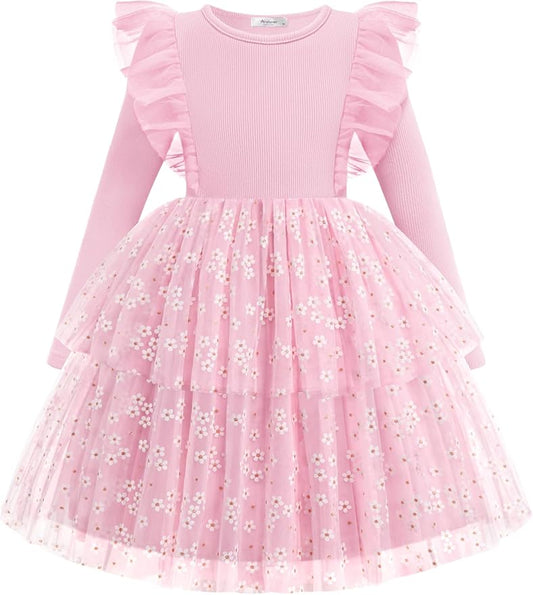 Arshiner Toddler Dress Baby Girls Tutu Tiered Formal Party Sequin Tulle Dresses Fall Winter Clothes for 1-6 Years