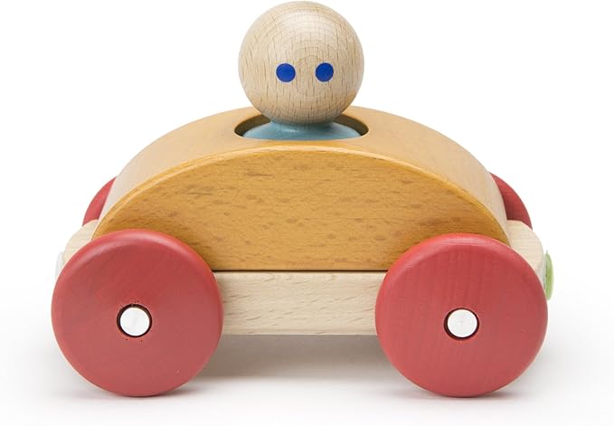 3 Piece Tegu Magnetic Racer Building Block Set, Orange